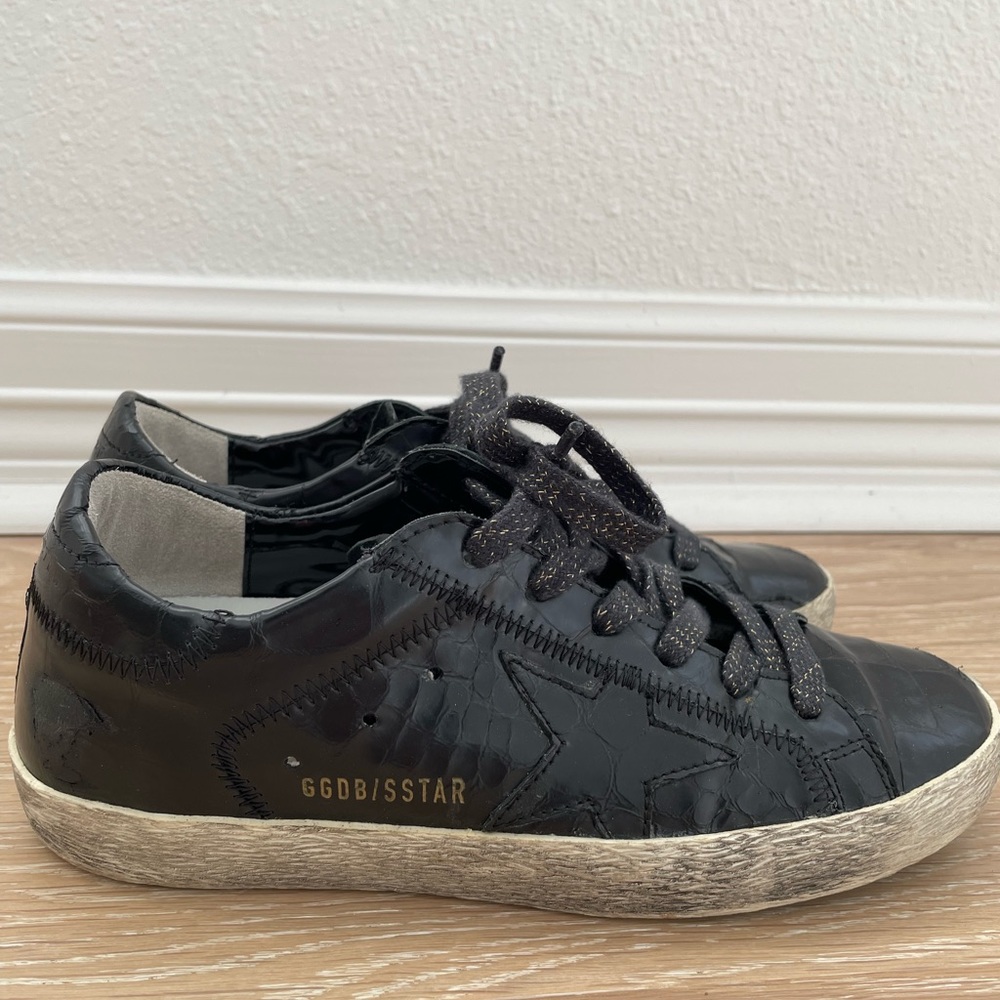 Golden Goose Superstar Low-Top Croc Embossed Leather Sneakers
